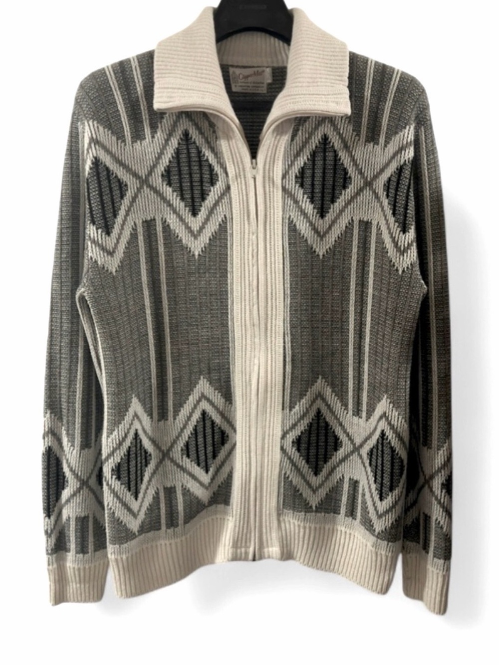 VTG Geometric Pattern Zip-Up Sweater Size Men’s Large